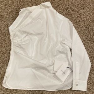 MaxMara SFILATA White Jack One-Shoulder Cotton-poplin shirt. Size 8 BNWT
